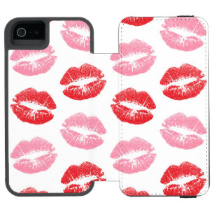 Red and Pink Lips, Pattern Of Lips, Lipstick, Kiss iPhone SE/5/5s Wallet Case