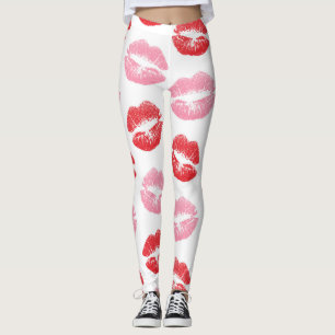Red and Pink Lips, Pattern Of Lips, Lipstick, Kiss Leggings