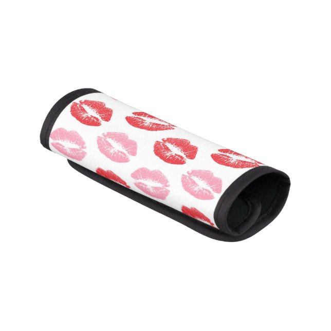 Red and Pink Lips, Pattern Of Lips, Lipstick, Kiss Luggage Handle Wrap (Angled)