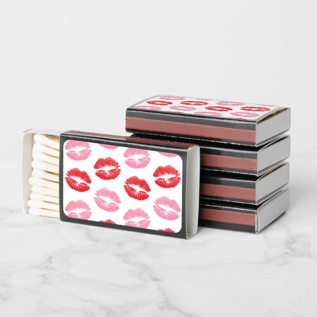 Red and Pink Lips, Pattern Of Lips, Lipstick, Kiss Matchboxes (Stacked)