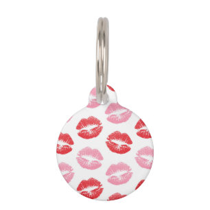 Red and Pink Lips, Pattern Of Lips, Lipstick, Kiss Pet ID Tag