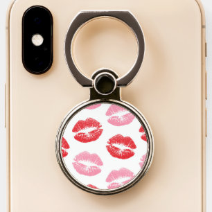 Red and Pink Lips, Pattern Of Lips, Lipstick, Kiss Phone Ring Stand