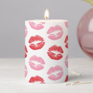 Red and Pink Lips, Pattern Of Lips, Lipstick, Kiss Pillar Candle