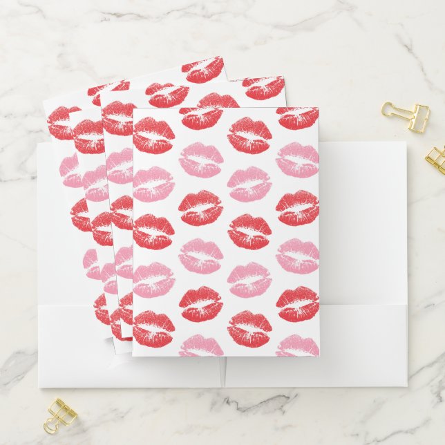 Red and Pink Lips, Pattern Of Lips, Lipstick, Kiss Pocket Folder (In Situ)