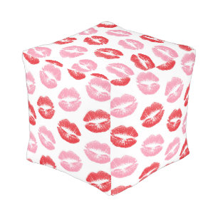 Red and Pink Lips, Pattern Of Lips, Lipstick, Kiss Pouf