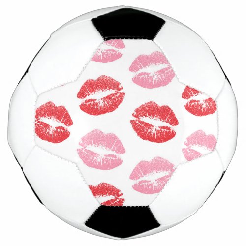 Red and Pink Lips Pattern Of Lips Lipstick Kiss Soccer Ball