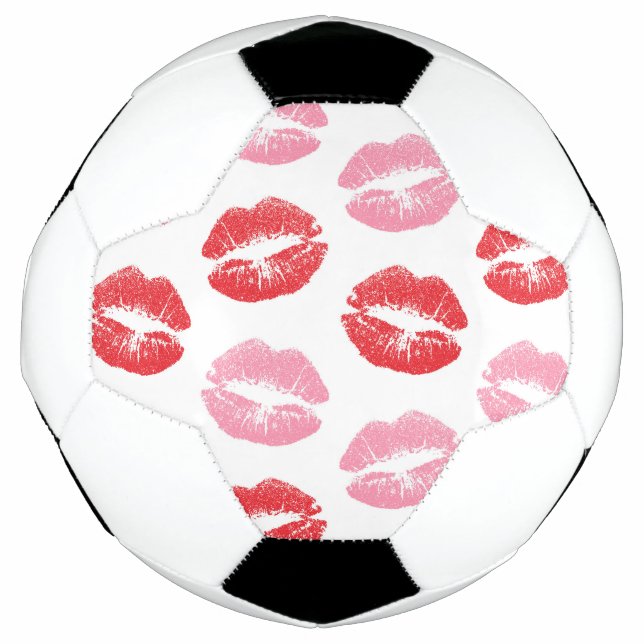 Red and Pink Lips, Pattern Of Lips, Lipstick, Kiss Soccer Ball (Front)