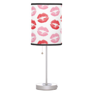 Red and Pink Lips, Pattern Of Lips, Lipstick, Kiss Table Lamp