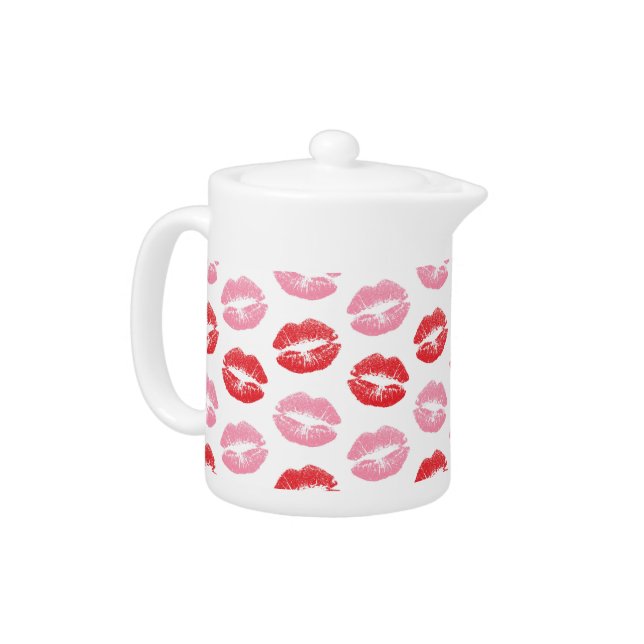 Red and Pink Lips, Pattern Of Lips, Lipstick, Kiss Teapot (Left)