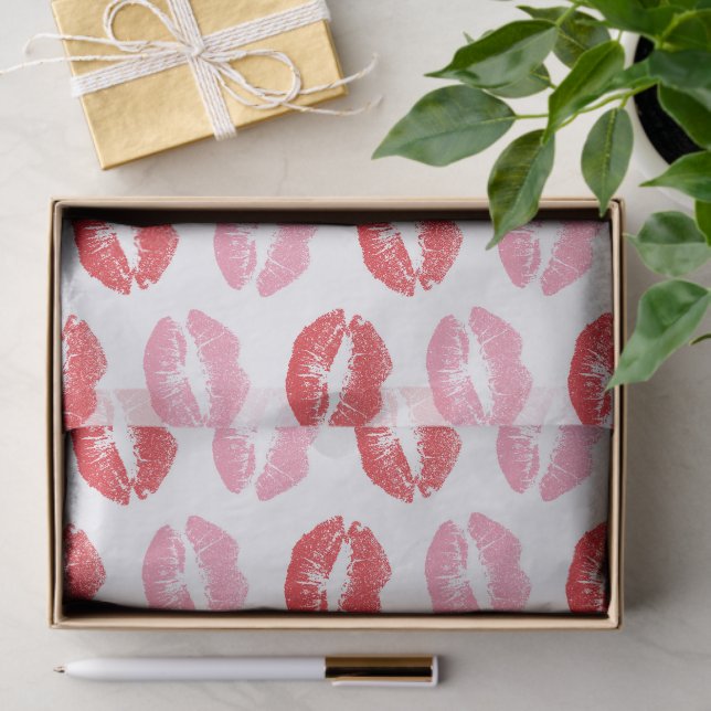 Red and Pink Lips, Pattern Of Lips, Lipstick, Kiss Tissue Paper (Gift)