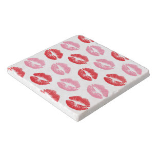 Red and Pink Lips, Pattern Of Lips, Lipstick, Kiss Trivet