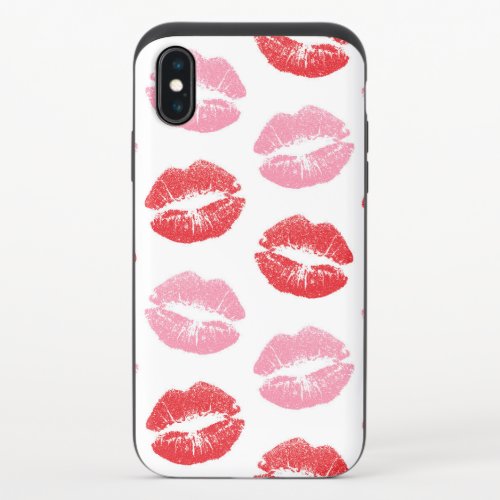 Red and Pink Lips Pattern Of Lips Lipstick Kiss iPhone XS Slider Case