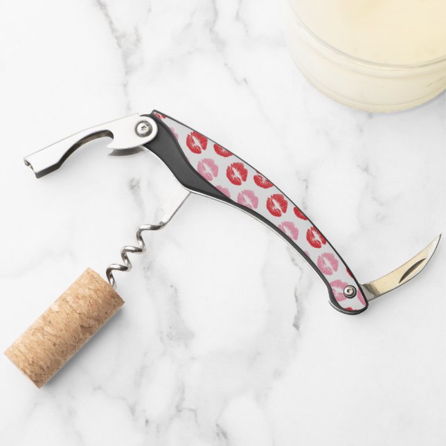 Red and Pink Lips, Pattern Of Lips, Lipstick, Kiss Waiter's Corkscrew (Front)