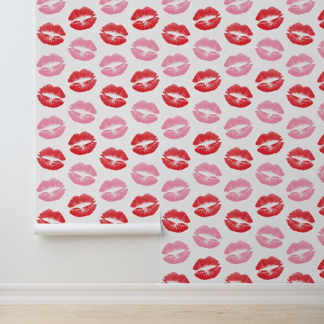 Red and Pink Lips, Pattern Of Lips, Lipstick, Kiss Wallpaper (Application)