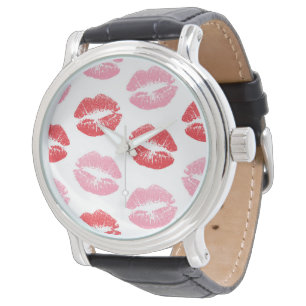 Red and Pink Lips, Pattern Of Lips, Lipstick, Kiss Watch