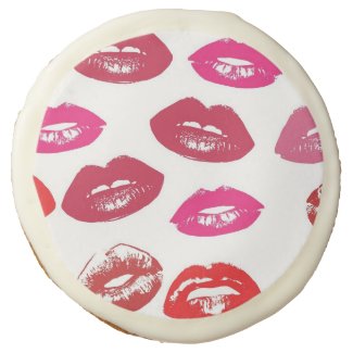 Red and Pink Lips Pattern Sugar Cookie