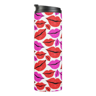 Red and Pink Lips Valentines Day Thermal Tumbler