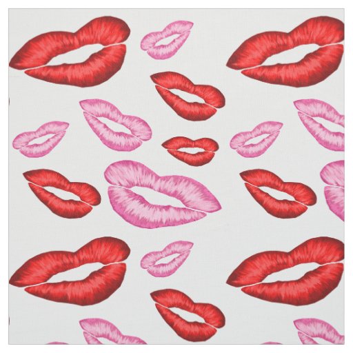 Red and pink lipstick print fabric