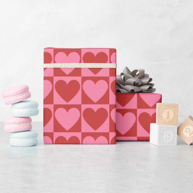 Red and Pink Love Heart  Wrapping Paper (Baby Shower)