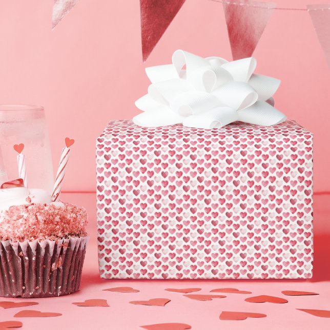 Red and Pink Mini Watercolor Hearts Wrapping Paper (Creator Uploaded)
