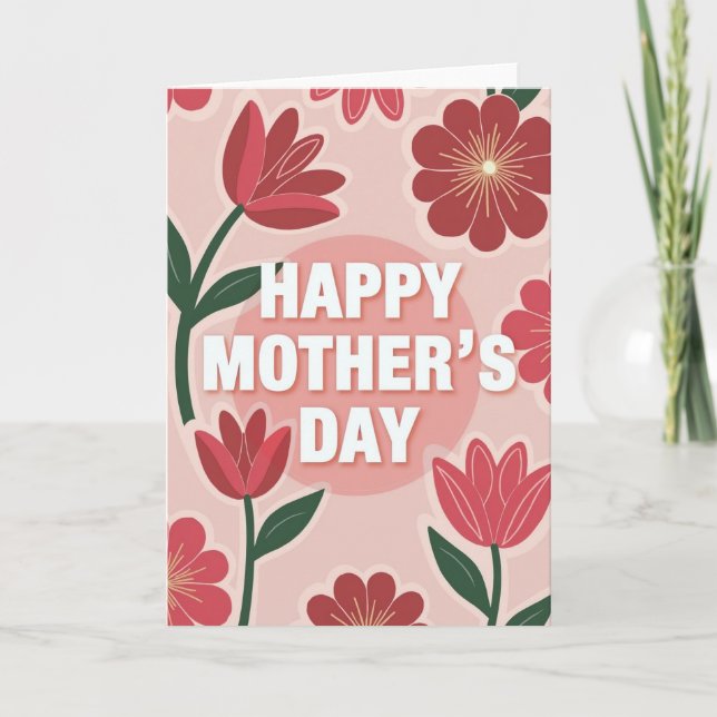 Red And Pink Mothers Day Card (Front)