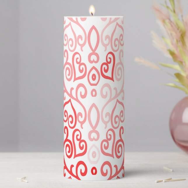 Red and Pink Ombre Heart Pillar Candle (In Situ)