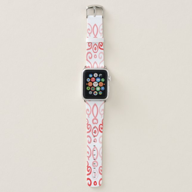 Red and Pink Ombre Hearts Apple Watch Band (Front)
