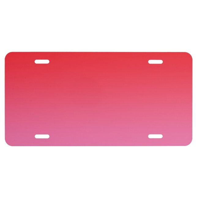 “Red And Pink Ombre” License Plate (Front)