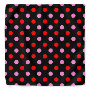 Red and Pink On Black Polka Dots Design Bandana