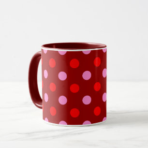 Red and Pink On Maroon Polka Dots Design Mug