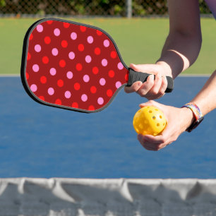 Red and Pink On Maroon Polka Dots Design  Pickleball Paddle
