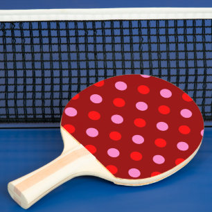 Red and Pink On Maroon Polka Dots Design  Ping Pong Paddle