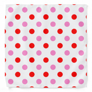 Red and Pink On White Polka Dots Design  Bandana