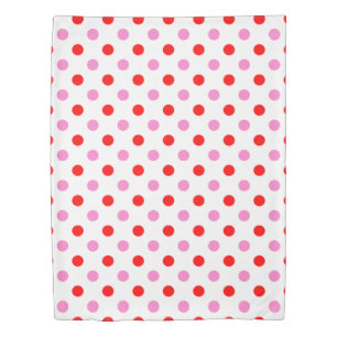 Red and Pink On White Polka Dots Design  Duvet Cover