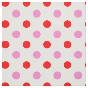 Red and Pink On White Polka Dots Design  Fabric
