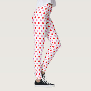 Red and Pink On White Polka Dots Design  Leggings