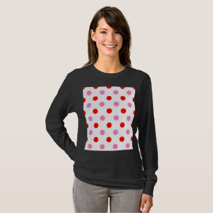 Red and Pink On White Polka Dots Design  T-Shirt