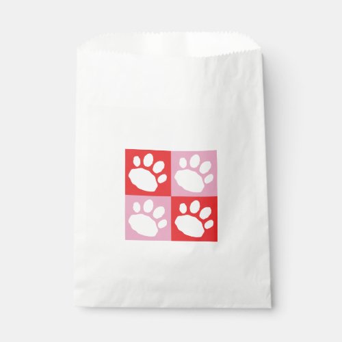 Red and Pink Paw Print Checkerboard Doggie Bag