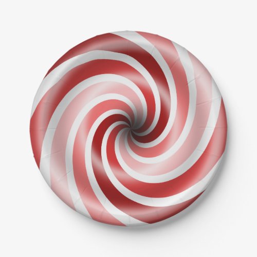 Red And Pink Peppermint Swirls 7 Inch Paper Plate
