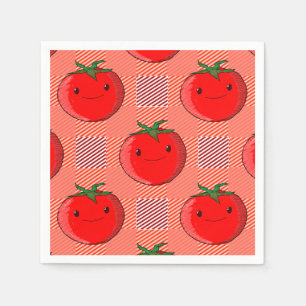 Red and Pink Plaid Tomato Tartan Pattern Napkins