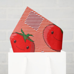 Red and Pink Plaid Tomato Tartan Pattern Tissue Paper