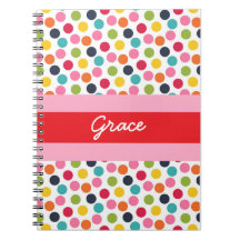 Red and Pink Polka Dot Personalized Note Book