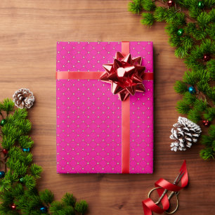Red and pink polka dot wrapping paper with evenly