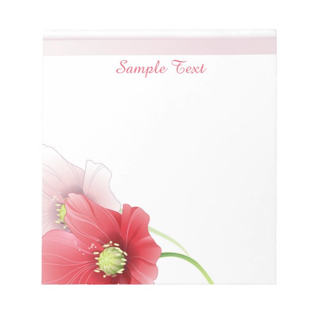 Red And Pink Poppies Notepad (Front)