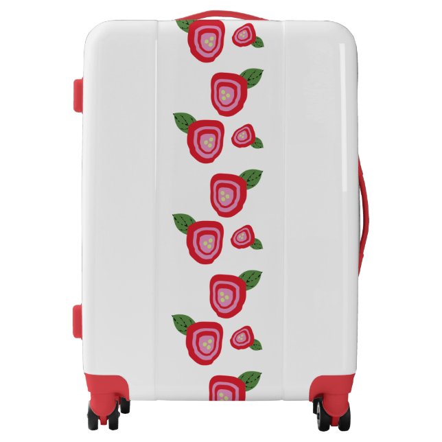 Red and Pink Poppy Floral Roses Luggage (Front)