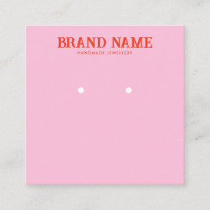 Red and Pink Retro Bold Modern Earrings Display Square Business Card