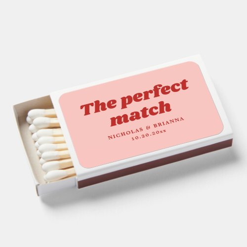 Red and Pink Retro Wedding Matchboxes