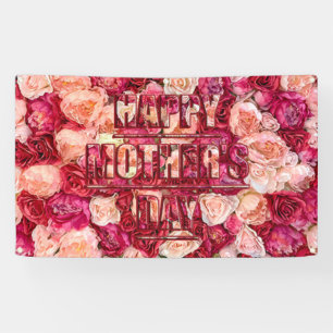 Red and Pink Roses Floral Happy Mother's Day Banner