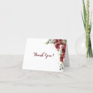 Red And Pink Roses Letterpress Thank You Card