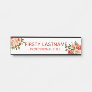 Red and Pink Roses Office Door Signs Name Plate